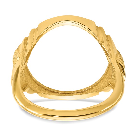 Wideband Distinguished Coin Jewelry 14k Men's Polished with Horse Sides 16.5mm Coin Bezel Ring