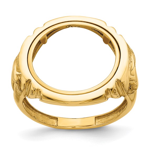 Wideband Distinguished Coin Jewelry 14k Men's Polished with Horse Sides 16.5mm Coin Bezel Ring