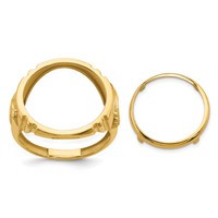 Wideband Distinguished Coin Jewelry 14K Yellow Gold Men's Polished Ring with Horse Sides 16.5mm Coin Bezel view 1