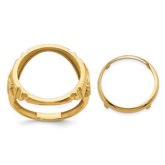 Wideband Distinguished Coin Jewelry 14k Men's Polished with Horse Sides 16.5mm Coin Bezel Ring