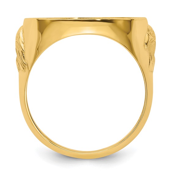 Wideband Distinguished Coin Jewelry 10k Men's Polished Textured and Diamond-cut with Eagle Sides 16.5mm Coin Bezel Ring