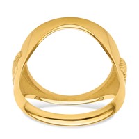 Wideband Distinguished Coin Jewelry 14K Yellow Gold Men's Polished Textured and Diamond-cut Ring with Eagle Side 16.5mm Coin Bezel view 5