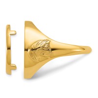 Wideband Distinguished Coin Jewelry 14K Yellow Gold Men's Polished and Textured Ring with Eagle Side 16.5mm Coin Bezel view 3