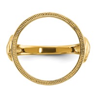 Wideband Distinguished Coin Jewelry 14K Yellow Gold Men's Polished and Textured Ring with Eagle Side 16.5mm Coin Bezel view 4