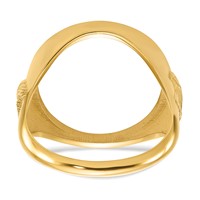 Wideband Distinguished Coin Jewelry 14K Yellow Gold Men's Polished and Textured Ring with Eagle Side 16.5mm Coin Bezel view 5