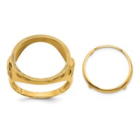 Wideband Distinguished Coin Jewelry 14K Yellow Gold Men's Polished and Textured Ring with Eagle Side 16.5mm Coin Bezel view 1