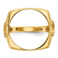 Wideband Distinguished Coin Jewelry 14K Yellow Gold Men's Polished and Diamond-cut Ring with Horseshoe Sides Square Shaped 16.5mm Coin Bezel view 5