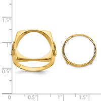 Wideband Distinguished Coin Jewelry 14K Yellow Gold Men's Polished and Diamond-cut Ring with Horseshoe Sides Square Shaped 16.5mm Coin Bezel view 3
