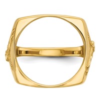 Wideband Distinguished Coin Jewelry 14K Yellow Gold Men's Polished and Diamond-cut Ring with Flying Eagle Side Square Shaped 16.5mm Coin Bezel view 5
