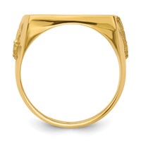Wideband Distinguished Coin Jewelry 14K Yellow Gold Men's Polished Ring with Flying Eagle Side Square Shaped 16.5mm Coin Bezel view 2