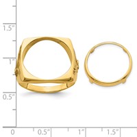 Wideband Distinguished Coin Jewelry 14K Yellow Gold Men's Polished Ring with Flying Eagle Side Square Shaped 16.5mm Coin Bezel view 3