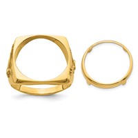 Wideband Distinguished Coin Jewelry 14K Yellow Gold Men's Polished Ring with Flying Eagle Side Square Shaped 16.5mm Coin Bezel view 1
