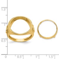 Wideband Distinguished Coin Jewelry 14K Yellow Gold Men's Polished Textured and Diamond-cut Ring with Masonic Sides 16.5mm Coin Bezel view 3