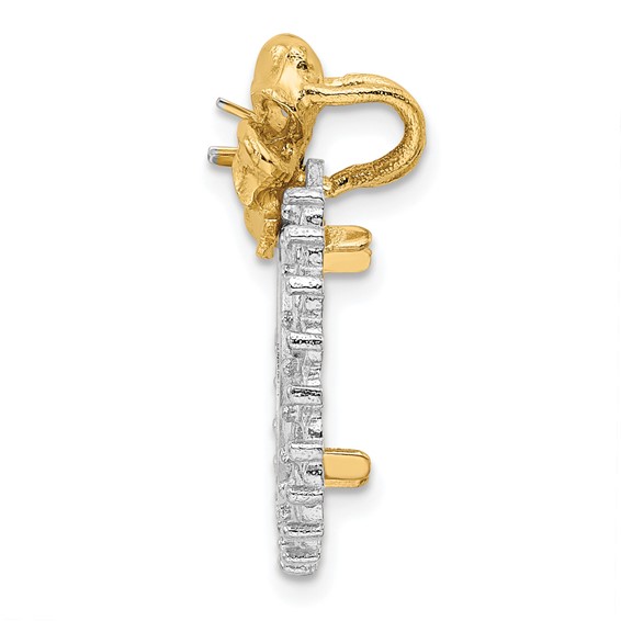 14k Two-tone Diamond Bow Prong Coin Bezel Chain Slide Mounting