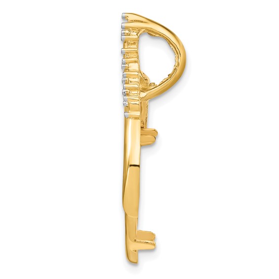 14k Diamond Teardrop Prong Coin Bezel Chain Slide Mounting