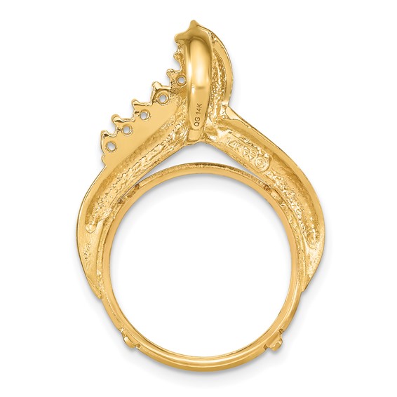 14k Diamond Teardrop Prong Coin Bezel Chain Slide Mounting