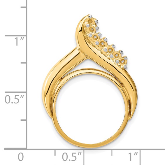 14k Diamond Teardrop Prong Coin Bezel Chain Slide Mounting
