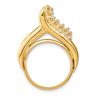 14k Diamond Teardrop Prong Coin Bezel Chain Slide Mounting