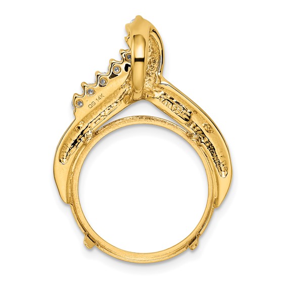 14k Diamond Teardrop Prong Coin Bezel Chain Slide