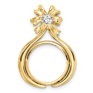 14k Two-tone Diamond Teardrop Bow Coin Bezel Pendant