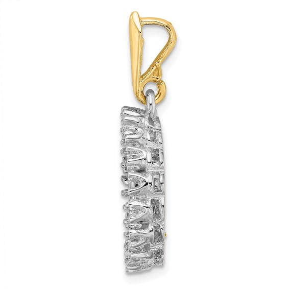 14k Two-tone Diamond Prong Coin Bezel Pendant Mounting                