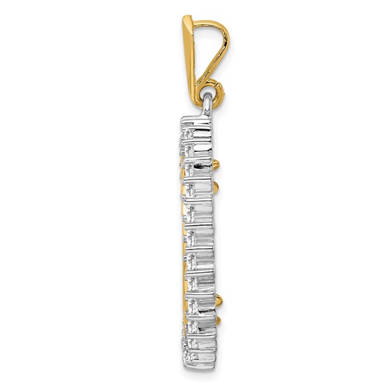 14k Two-tone Diamond Circle Prong Coin Bezel Pendant