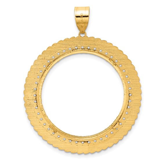 14k Diamond Cut Diamond Coil with 27.0mm Prong Coin Bezel Pendant Mounting