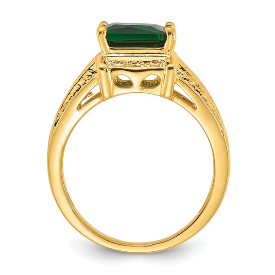 Kennedy Gold-plated Crystal Green Princess-cut Ring