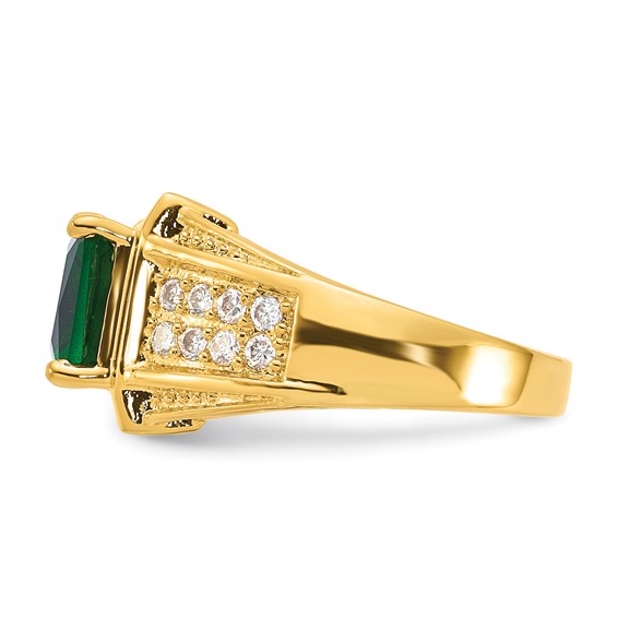 Kennedy Gold-plated Crystal Green Princess-cut Ring