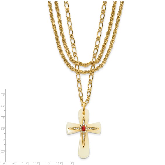 Kennedy Gold-plated Agate & Crystal w/3in ext Brazilian Cross Necklace