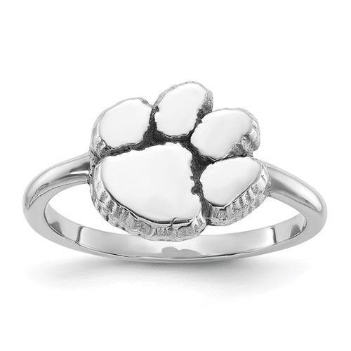 Sterling Silver Clemson University Paw Logo Ring