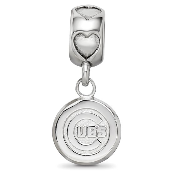 Sterling Silver Rhodium-plated LogoArt Chicago Cubs C Heart Bead