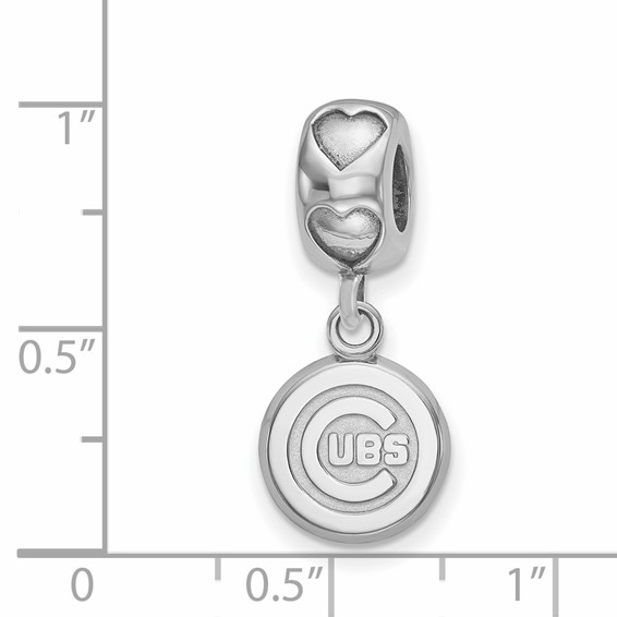 Sterling Silver Rhodium-plated LogoArt Chicago Cubs C Heart Bead