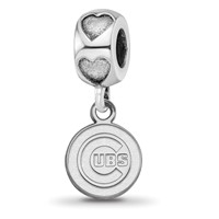 Sterling Silver Rhodium-plated LogoArt Chicago Cubs C Heart Bead view 1