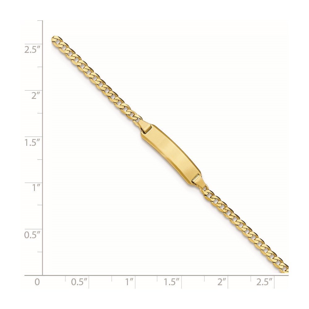 14k Polished Solid Chain/Solid Plate Curb Link 20x4.8mm Plate 7 inch ID Bracelet (CUR070ID-7)