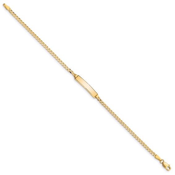 14k Polished Solid Chain/Solid Plate Curb Link 20x4.8mm Plate 5.5 inch Baby/Child ID Bracelet