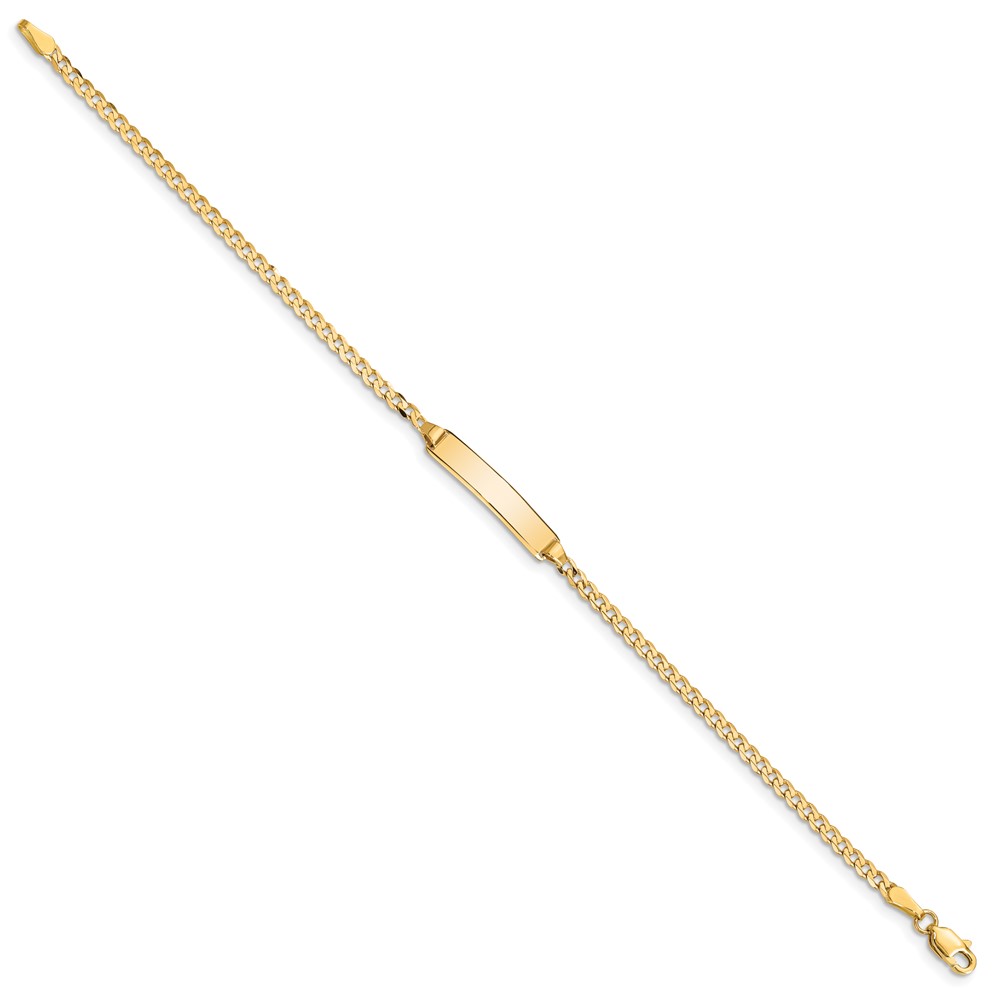14k Polished Solid Chain/Solid Plate Curb Link 20x4.8mm Plate 7 inch ID Bracelet (CUR070ID-7)