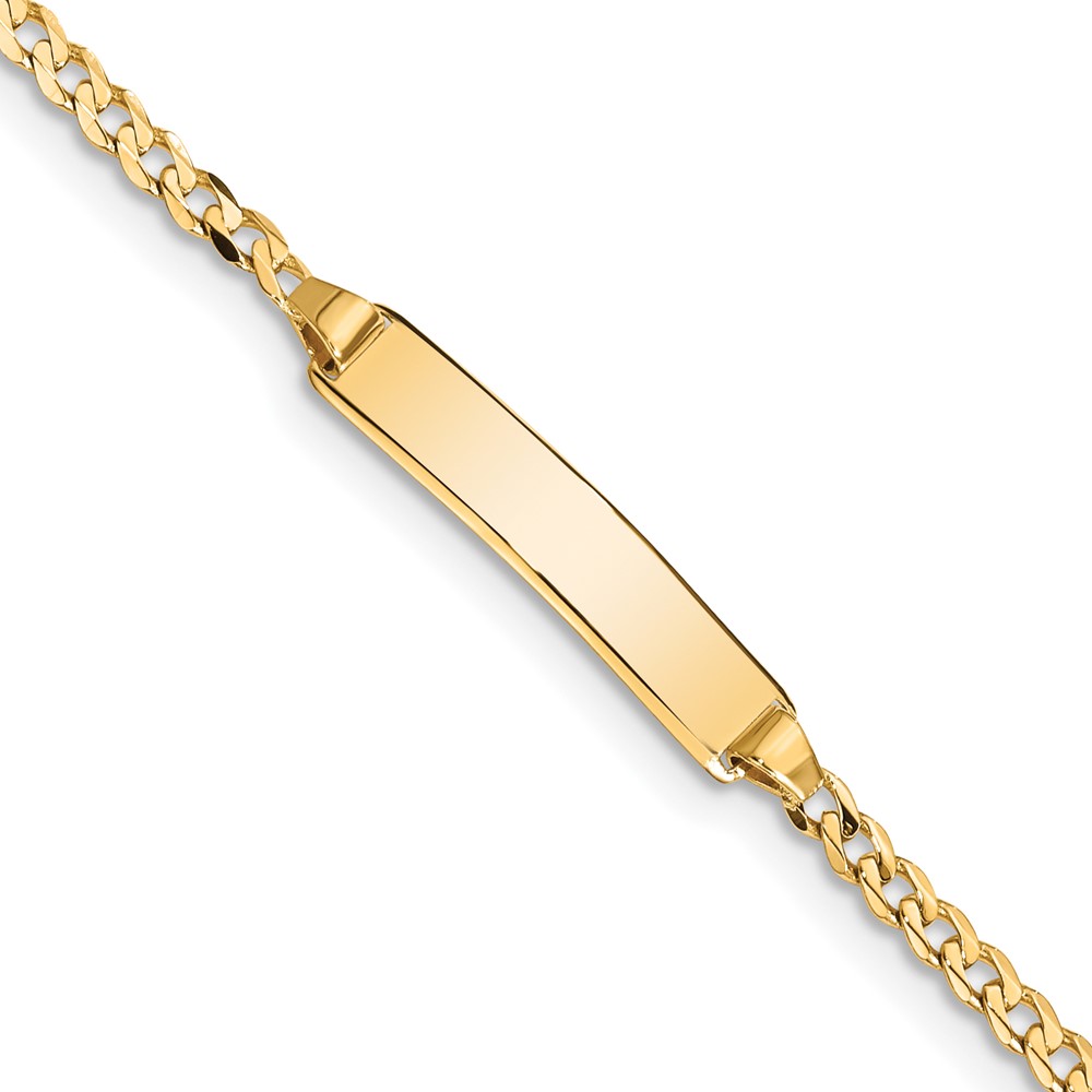 14k Polished Solid Chain/Solid Plate Curb Link 20x4.8mm Plate 7 inch ID Bracelet (CUR070ID-7)