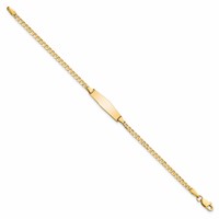 14K Yellow Gold Polished Solid Chain Solid Plate Curb Link Soft Diamond Shape 19.5x 5.5mm Plate ID Bracelet, 6" view 2