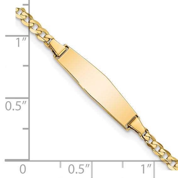 14k Polished Solid Chain/Solid Plate Curb Link Soft Diamond Shape 19.5x5.5mm Plate 8 inch ID Bracelet