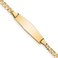 14K Yellow Gold Polished Solid Chain Solid Plate Curb Link Soft Diamond Shape 19.5x 5.5mm Plate ID Bracelet, 6" view 1