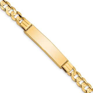14k Polished Solid Chain/Solid Plate Curb Link 37x8mm Plate 8 inch ID Bracelet