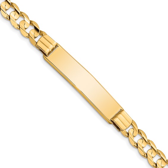 14k Polished Solid Chain/Solid Plate Curb Link 37x8mm Plate 8 inch ID Bracelet