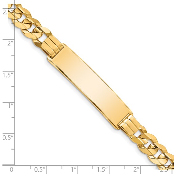 14k Polished Solid Chain/Solid Plate Curb Link 37x8.5mm Plate 8 inch ID Bracelet