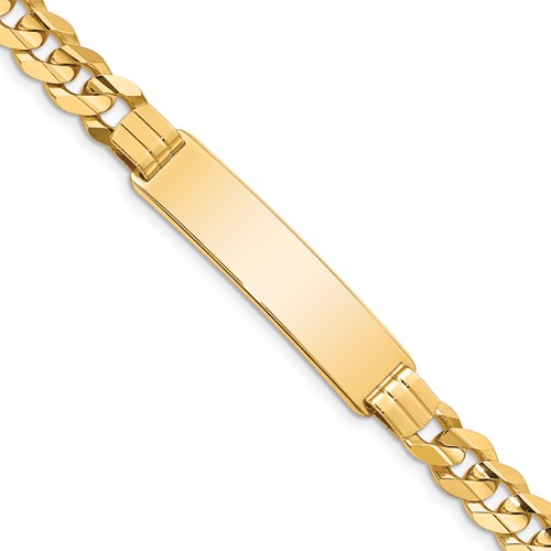 14K Yellow Gold Polished Solid Chain Solid Plate Curb Link 37x 8.5mm Plate ID Bracelet, 8"