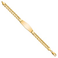 14K Yellow Gold Polished Solid Chain Solid Plate Curb Link Soft Diamond Shape 37.5x12mm Plate ID Bracelet - 8in view 2