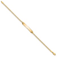 14K Yellow Gold Polished Solid Chain Solid Plate Curb Link 25x5mm Plate ID Bracelet - 7in view 2