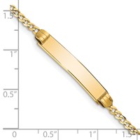 14K Yellow Gold Polished Solid Chain Solid Plate Curb Link 25x5mm Plate ID Bracelet - 7in view 3