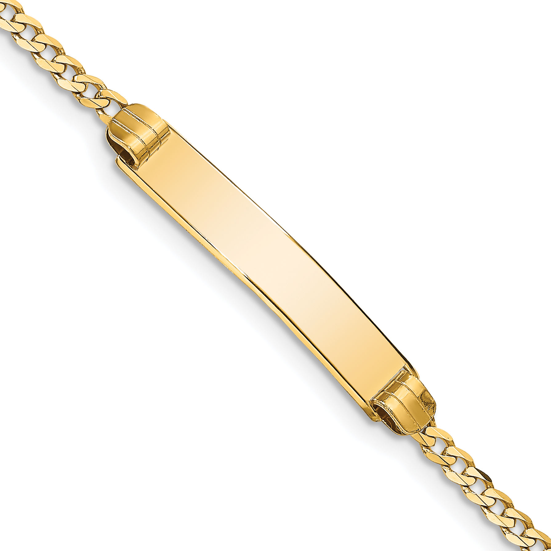 14k Polished Solid Chain/Solid Plate Curb Link 25x5mm Plate 7 inch ID Bracelet (CUR75ID-7)