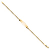 14K Yellow Gold Polished Solid Chain Solid Plate Curb Link Soft Diamond Shape 24.5x7.8mm Plate ID Bracelet - 7in view 2